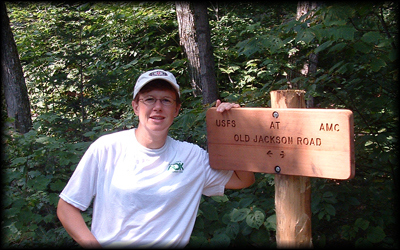 Lori on the Appalachian Trail in 2004